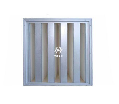 Galvanizli çelik çerçeve V banka HEPA Filtresi, 0.3um HEPA Pleiated Air Filter H13 Yüksek toz kapasitesi